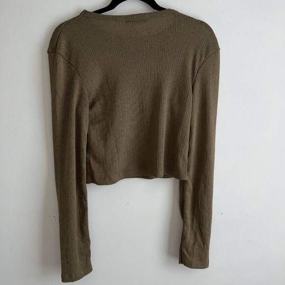 Nwt ZARA Women's Cropped Sweater Long Sleeves Scoop Neck Tan Size Large - Picture 2 of 3